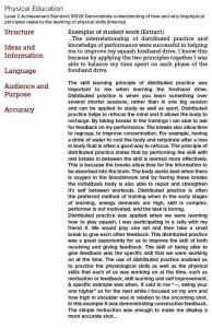 Student exemplar for Physical Education level 2, Achievement Standard 91328: Demonstrate understanding of how and why biophysical principles relate to the learning of physical skills